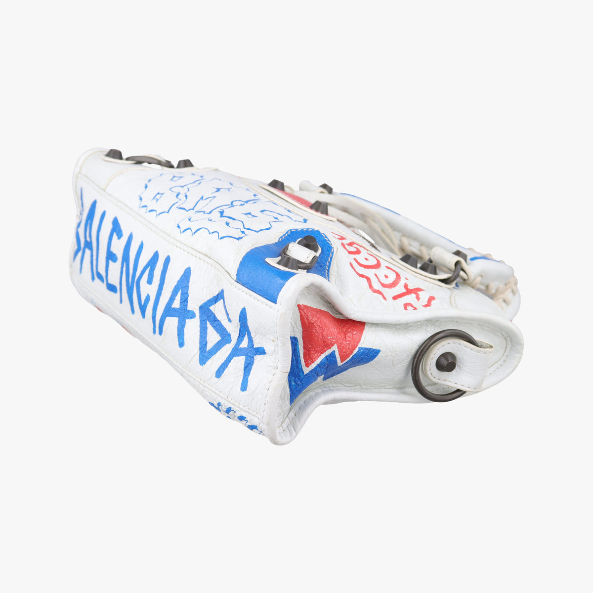 Pre-owned Balenciaga Classic Mini City Graffiti White×Multicolor Arena Lambskin 300295 shoulderbag | stylenewstar