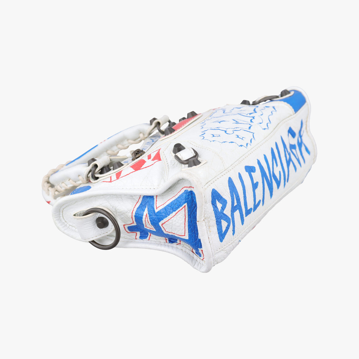 Pre-owned Balenciaga Classic Mini City Graffiti White×Multicolor Arena Lambskin 300295 shoulderbag | stylenewstar