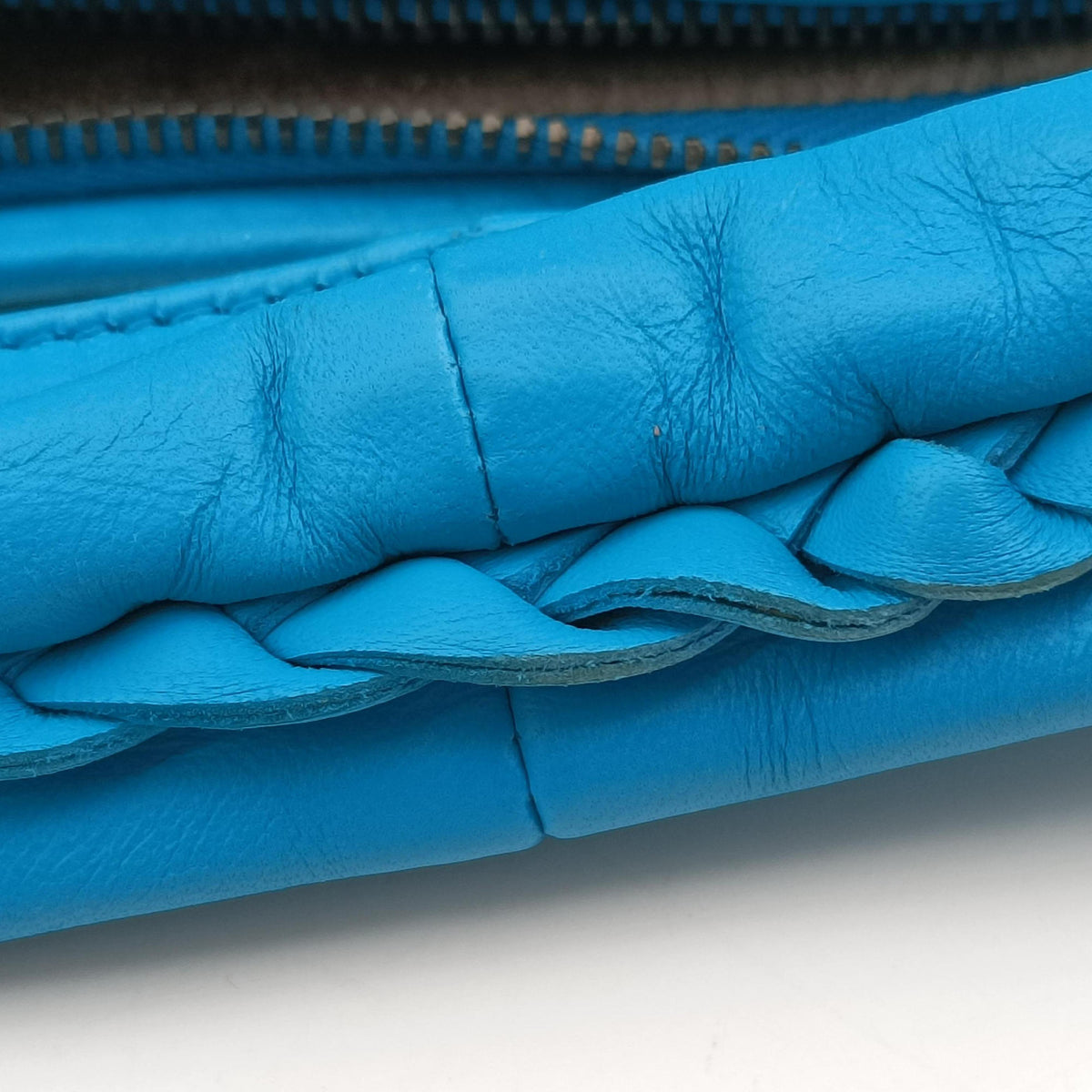 Vintage Bottega Veneta Intrecciato Blue lambskin  handbag | stylenewstar