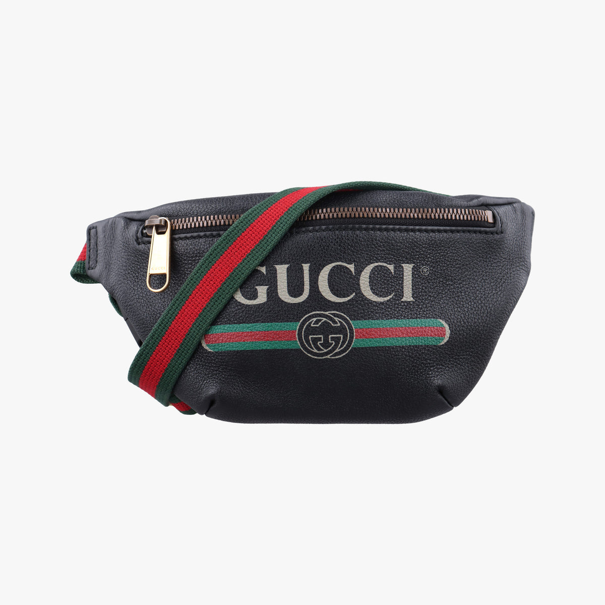 Pre-owned Gucci Print Black Leather 527792 bum bag/waist bag | stylenewstar