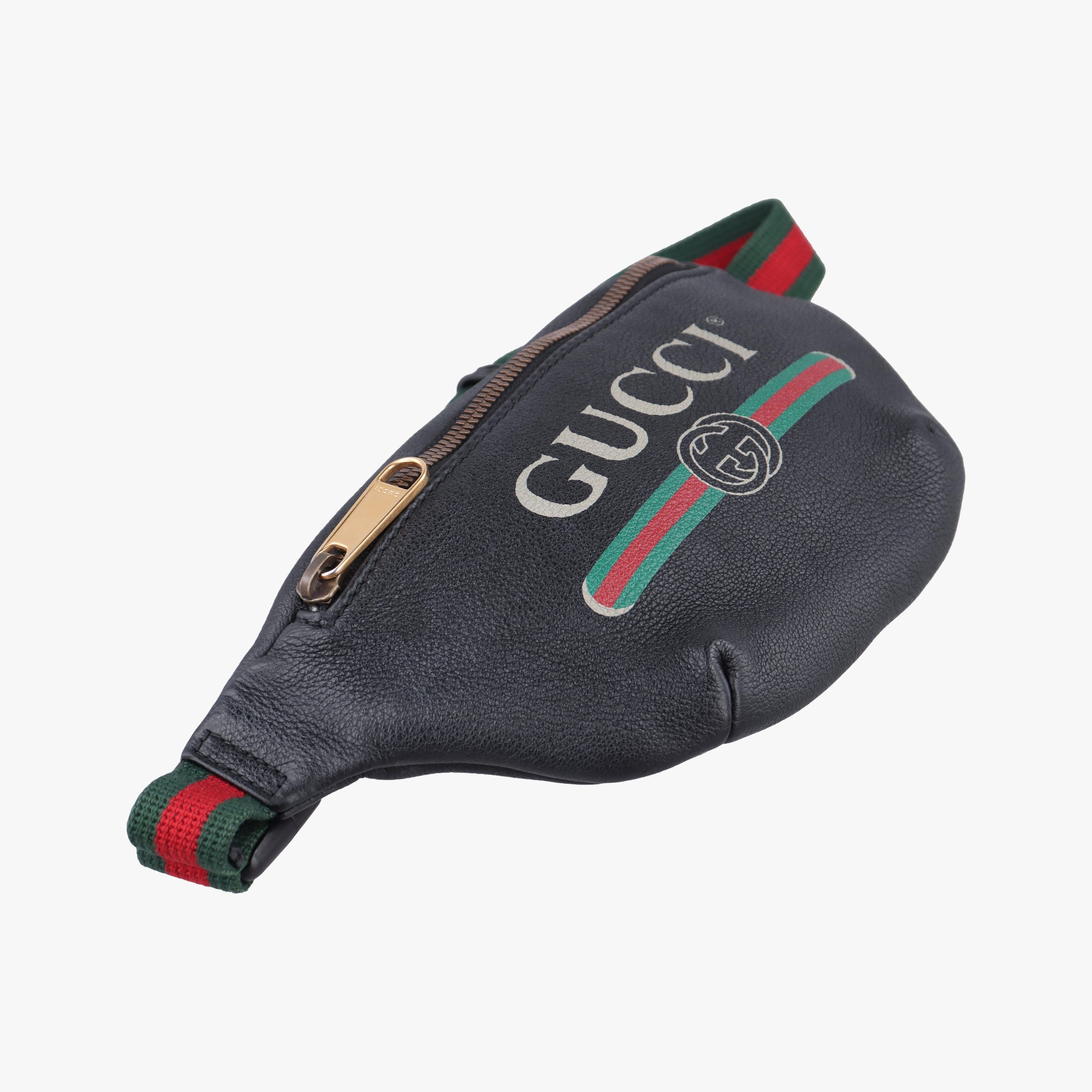 Pre-owned Gucci Print Black Leather 527792 bum bag/waist bag | stylenewstar