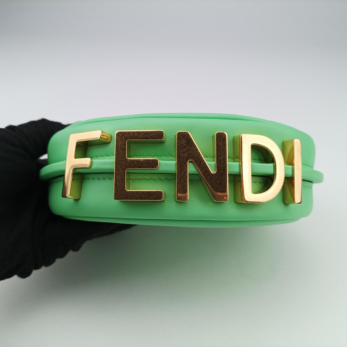 Pre-owned Fendi Nano Fendigraphy Green Leather 7AS089 handbag | stylenewstar