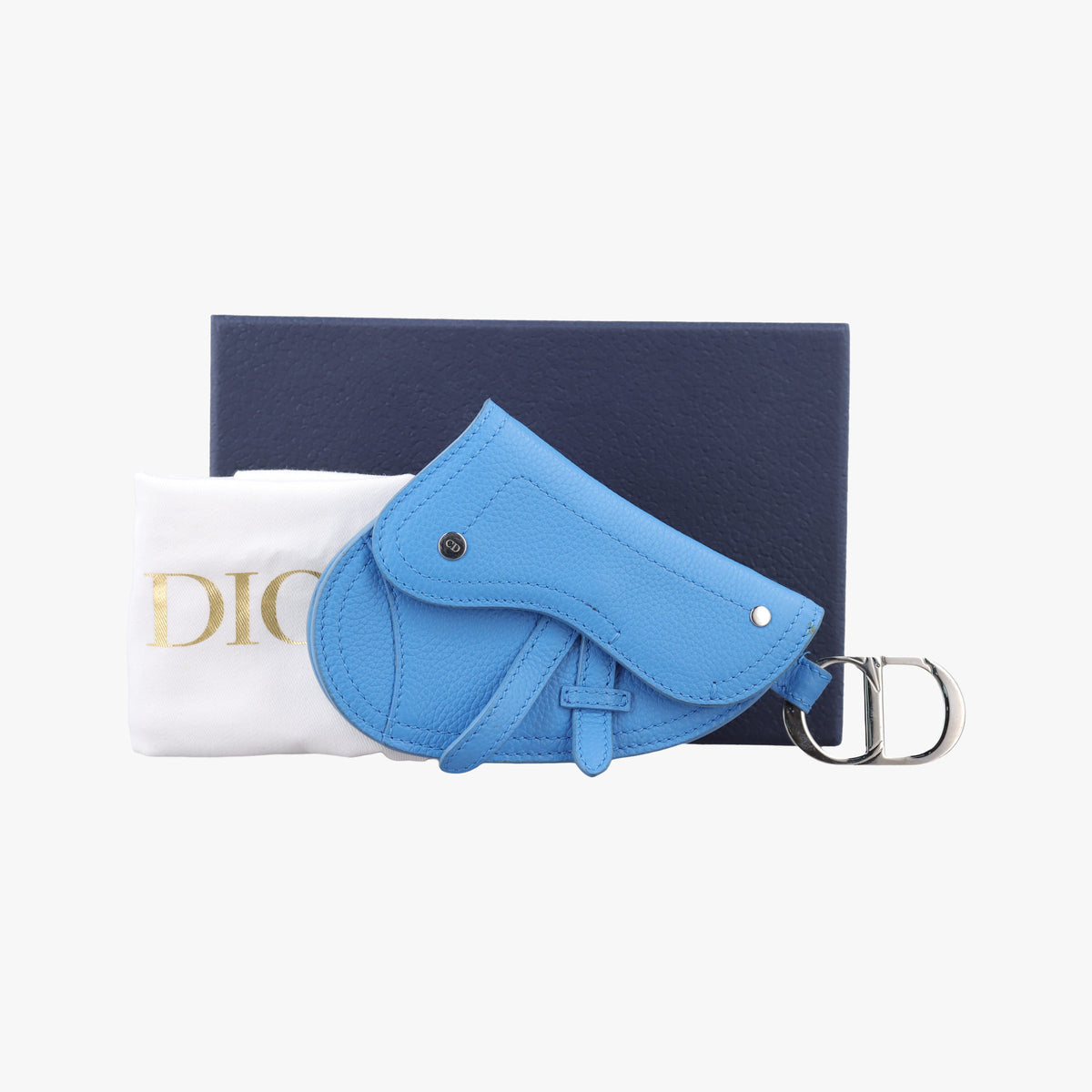 Pre-owned Christian Dior Saddle pouch Blue Leather  clutchbag | stylenewstar