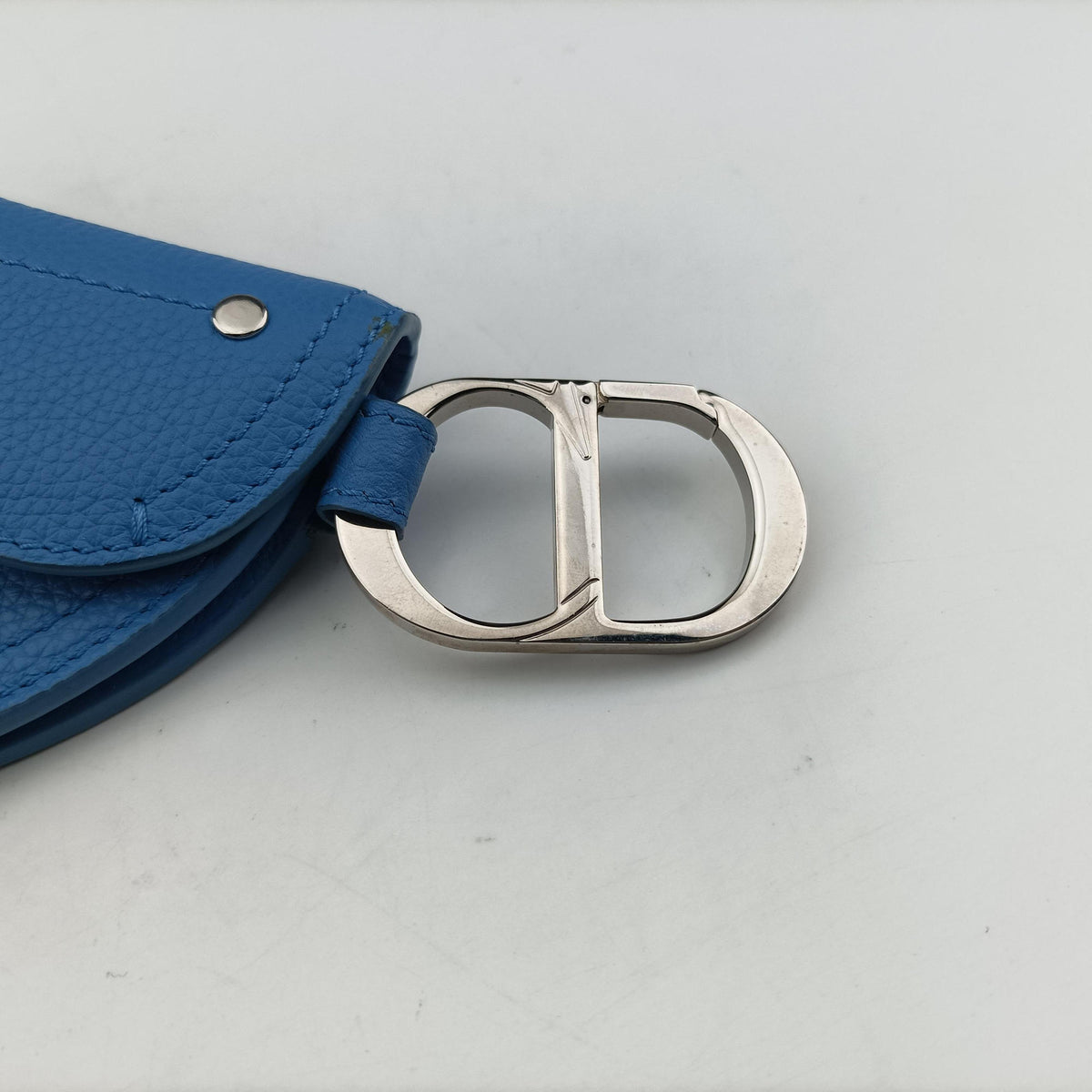 Pre-owned Christian Dior Saddle pouch Blue Leather  clutchbag | stylenewstar
