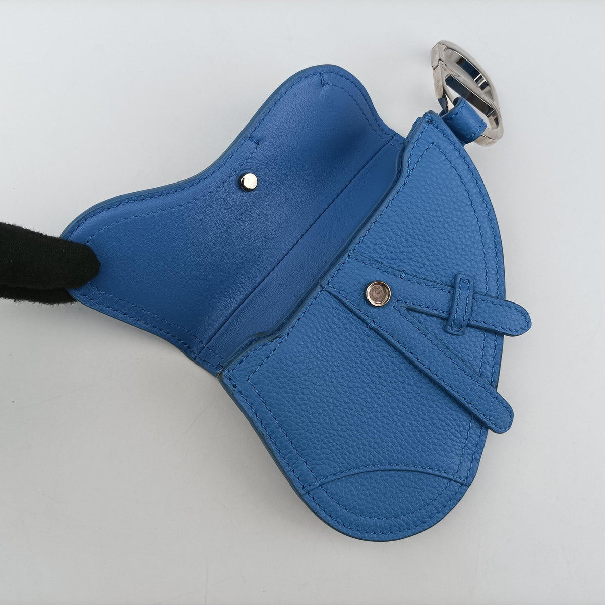 Pre-owned Christian Dior Saddle pouch Blue Leather  clutchbag | stylenewstar