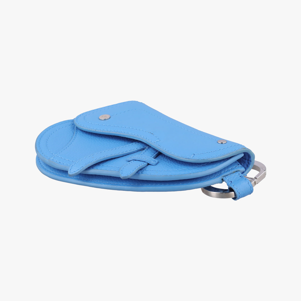 Pre-owned Christian Dior Saddle pouch Blue Leather  clutchbag | stylenewstar