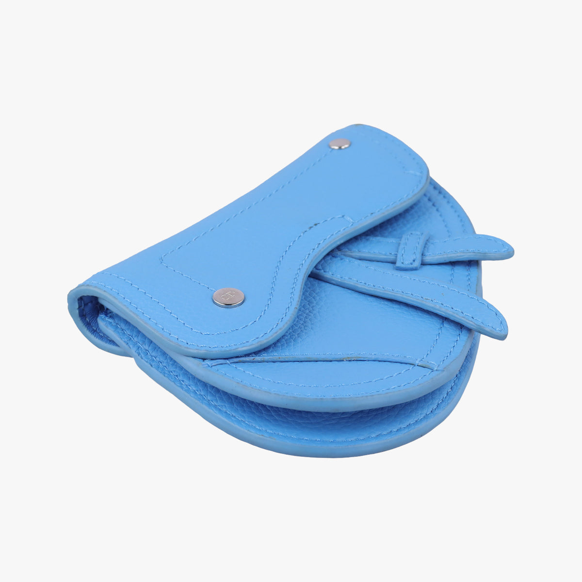 Pre-owned Christian Dior Saddle pouch Blue Leather  clutchbag | stylenewstar