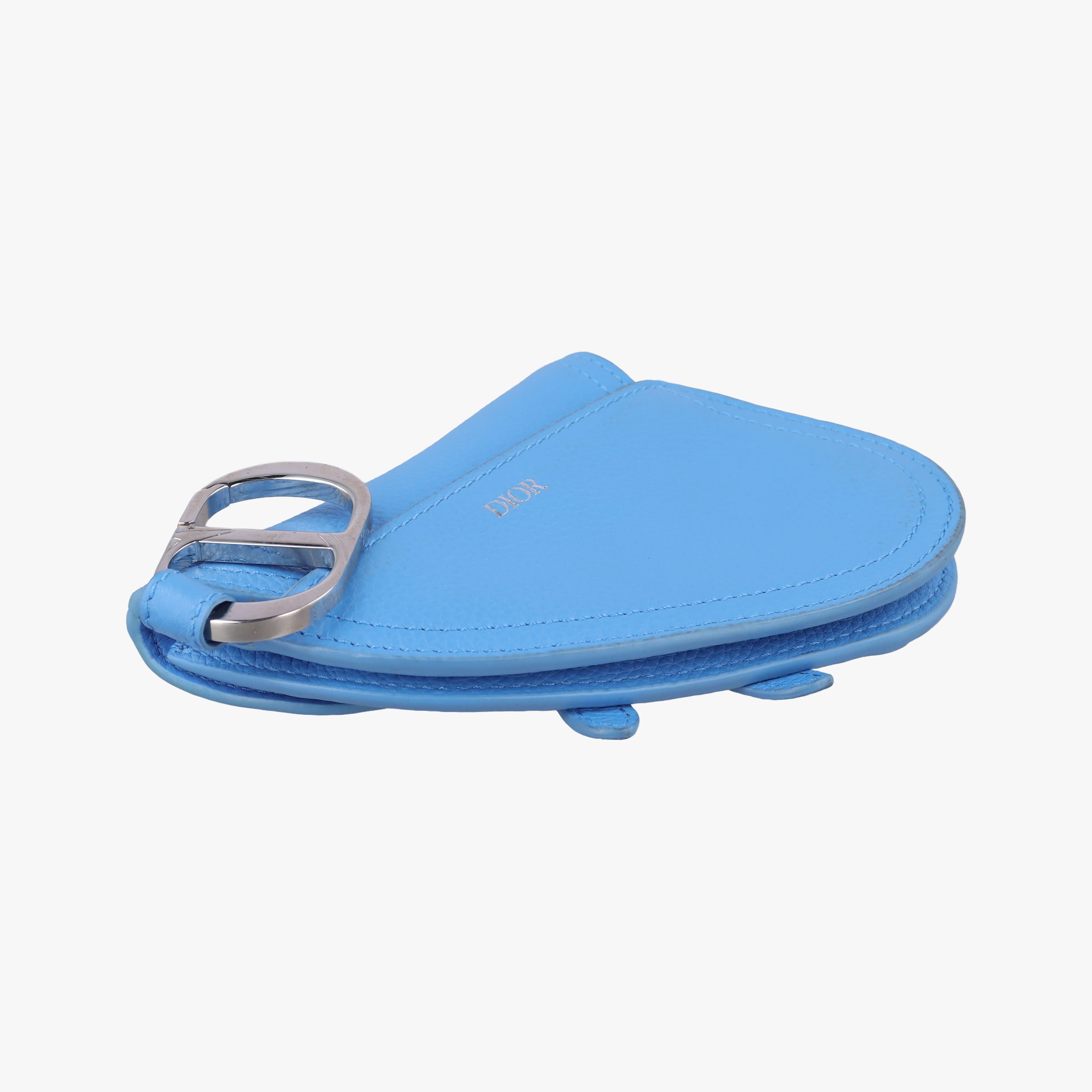 Pre-owned Christian Dior Saddle pouch Blue Leather  clutchbag | stylenewstar