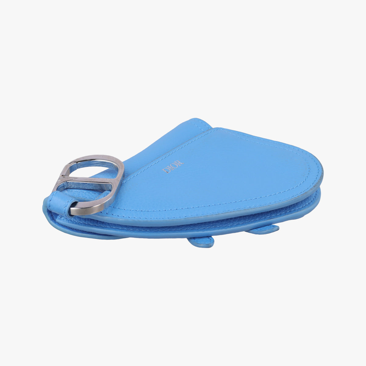 Pre-owned Christian Dior Saddle pouch Blue Leather  clutchbag | stylenewstar