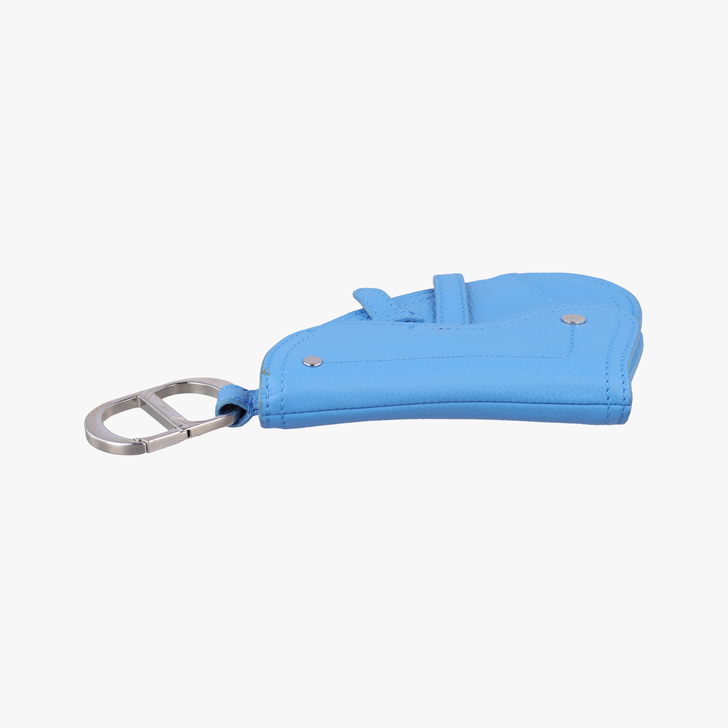 Pre-owned Christian Dior Saddle pouch Blue Leather  clutchbag | stylenewstar