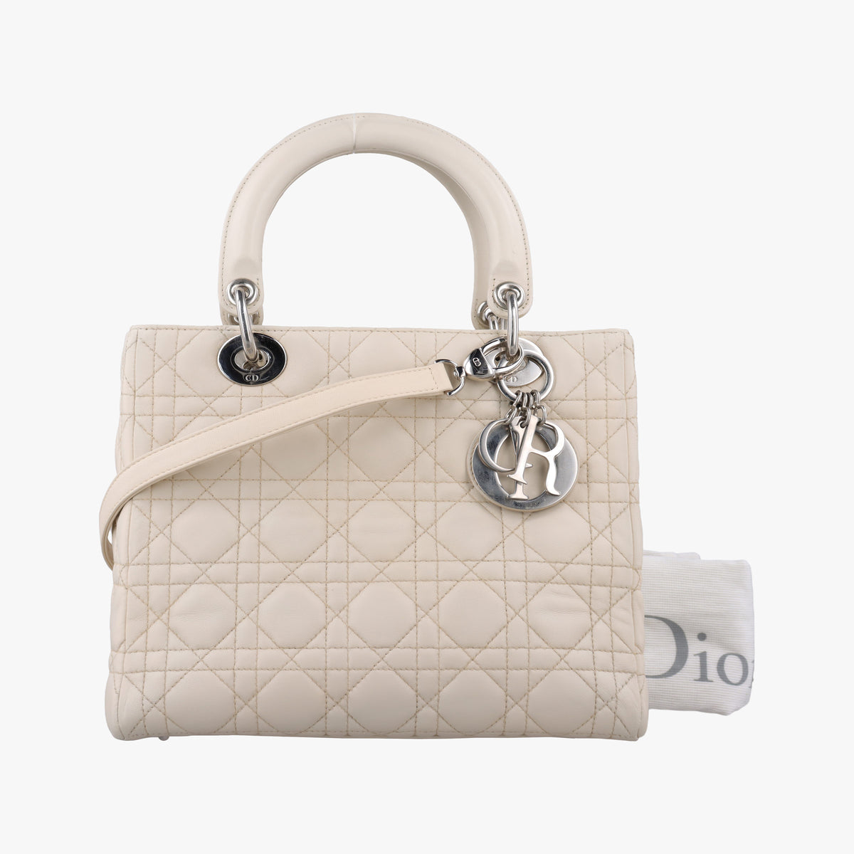 Vintage Christian Dior Lady Dior Beige lambskin  shoulderbag | stylenewstar