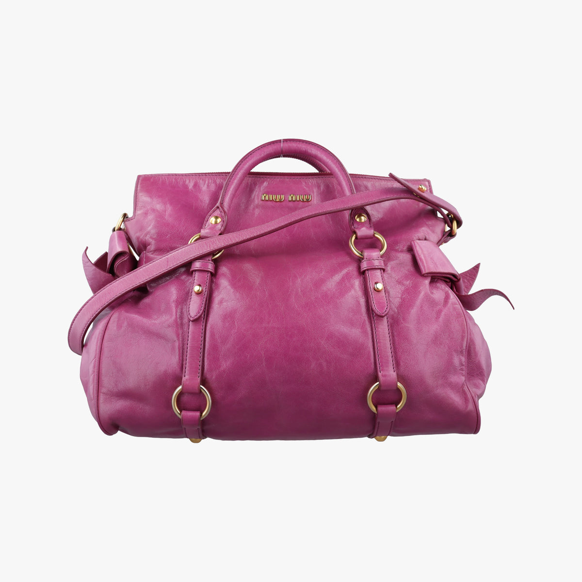 Pre-owned Miu Miu Vittelorux Bow Purple Leather  shoulderbag | stylenewstar