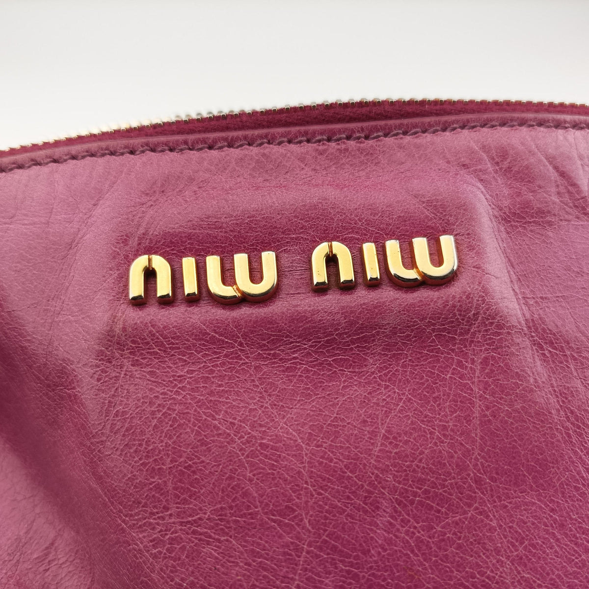 Pre-owned Miu Miu Vittelorux Bow Purple Leather  shoulderbag | stylenewstar