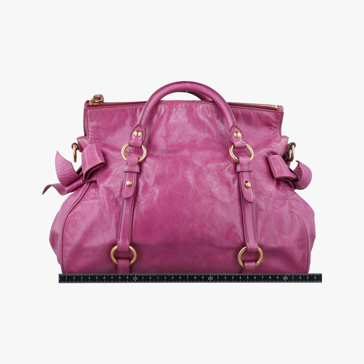 Pre-owned Miu Miu Vittelorux Bow Purple Leather  shoulderbag | stylenewstar