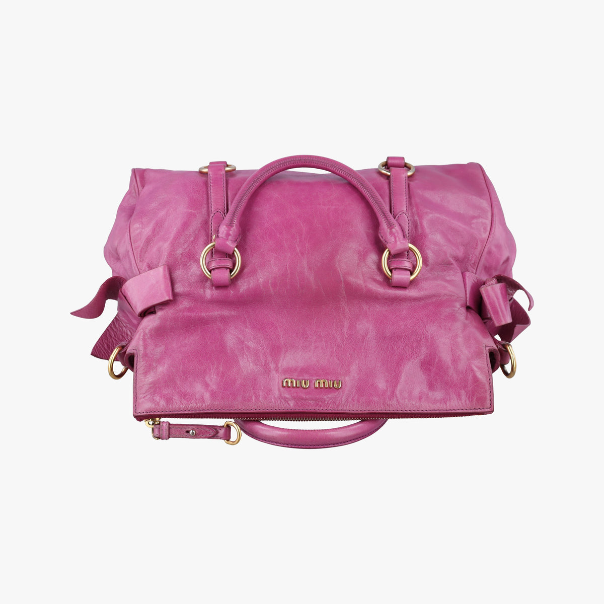 Pre-owned Miu Miu Vittelorux Bow Purple Leather  shoulderbag | stylenewstar
