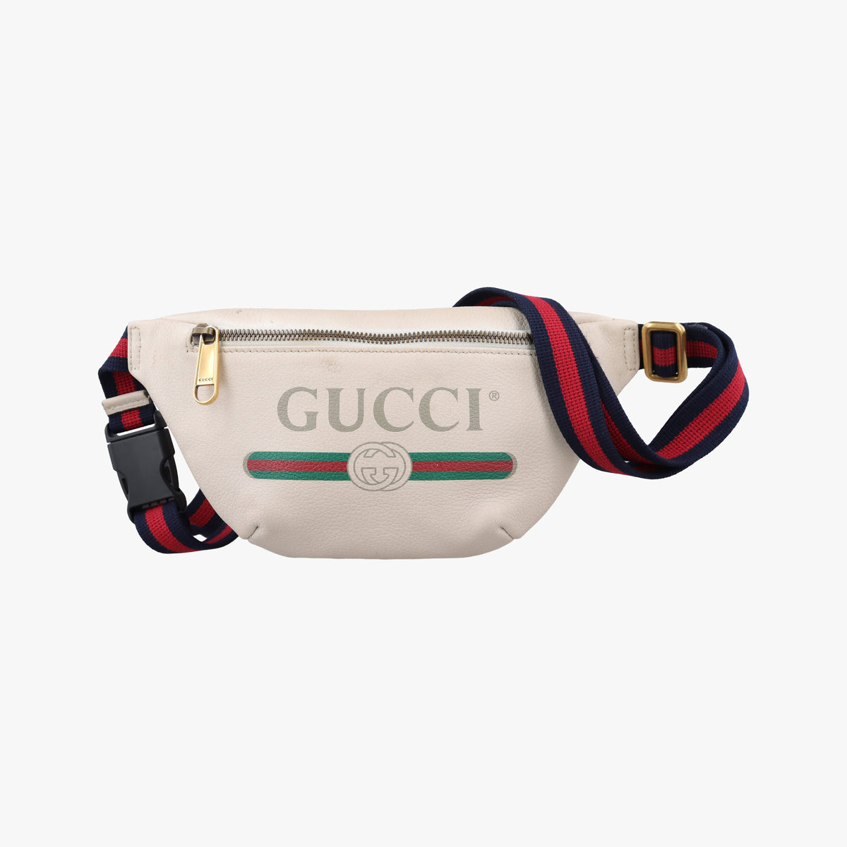 Pre-owned Gucci Print White Leather 527792 bum bag/waist bag | stylenewstar