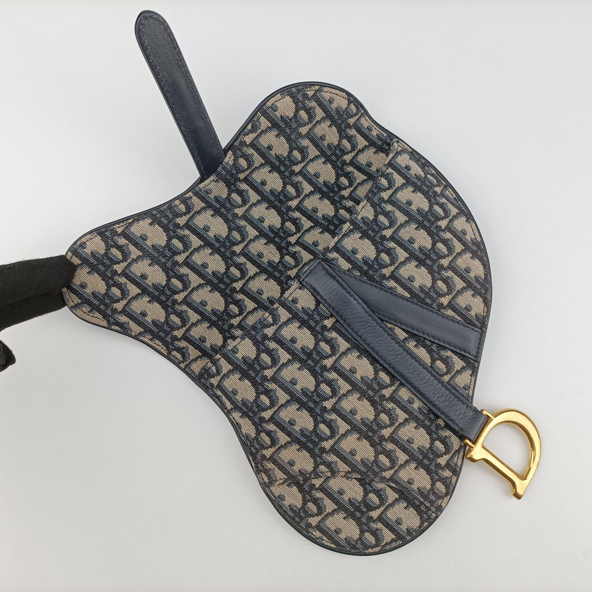 Secondhand Christian Dior Saddle Navy Jacquard×Leather  bum bag/waist bag | stylenewstar