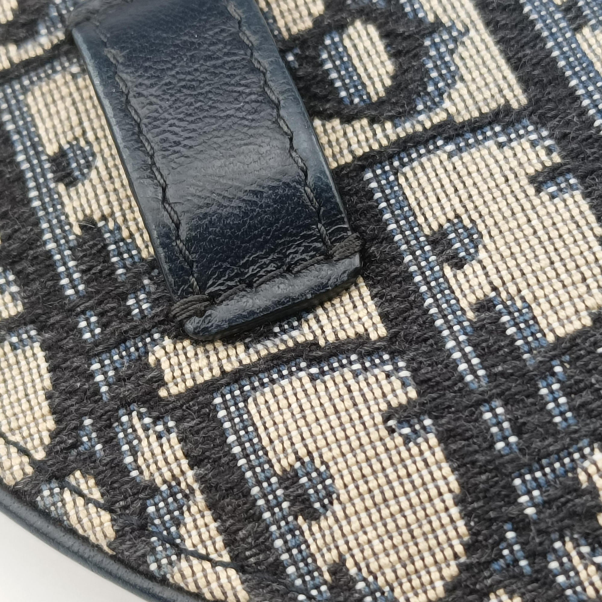 Secondhand Christian Dior Saddle Navy Jacquard×Leather  bum bag/waist bag | stylenewstar