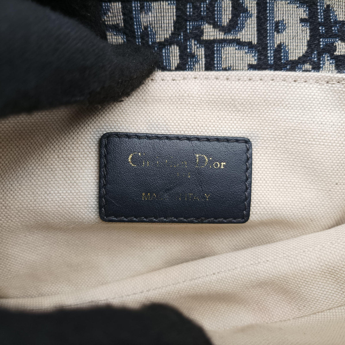 Pre-owned Christian Dior Saddle Navy Jacquard × Leather  shoulderbag | stylenewstar