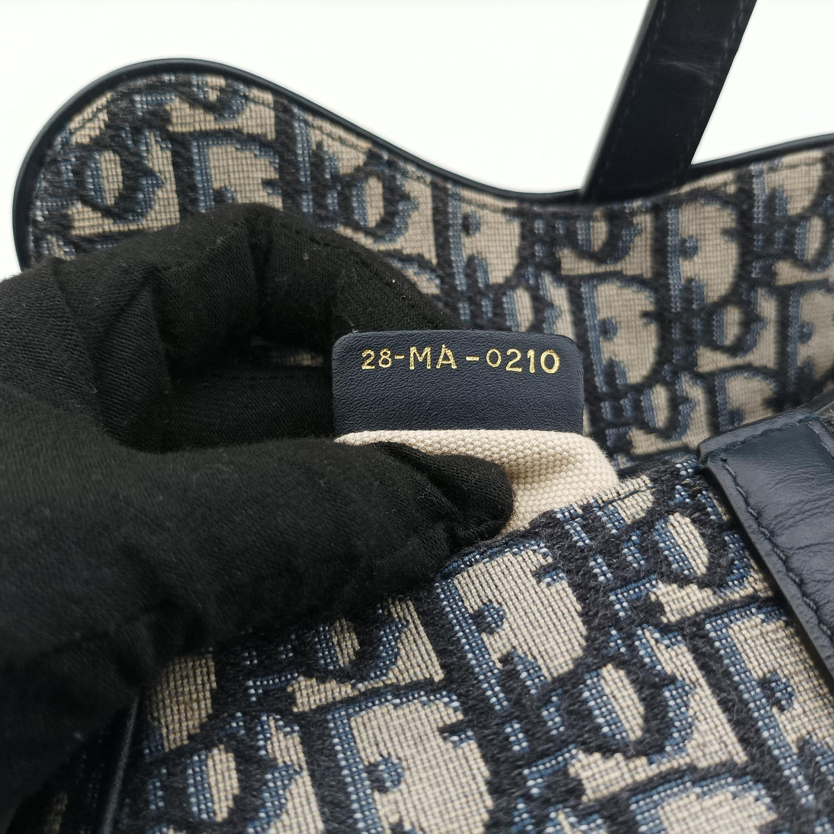 Pre-owned Christian Dior Saddle Navy Jacquard × Leather  shoulderbag | stylenewstar