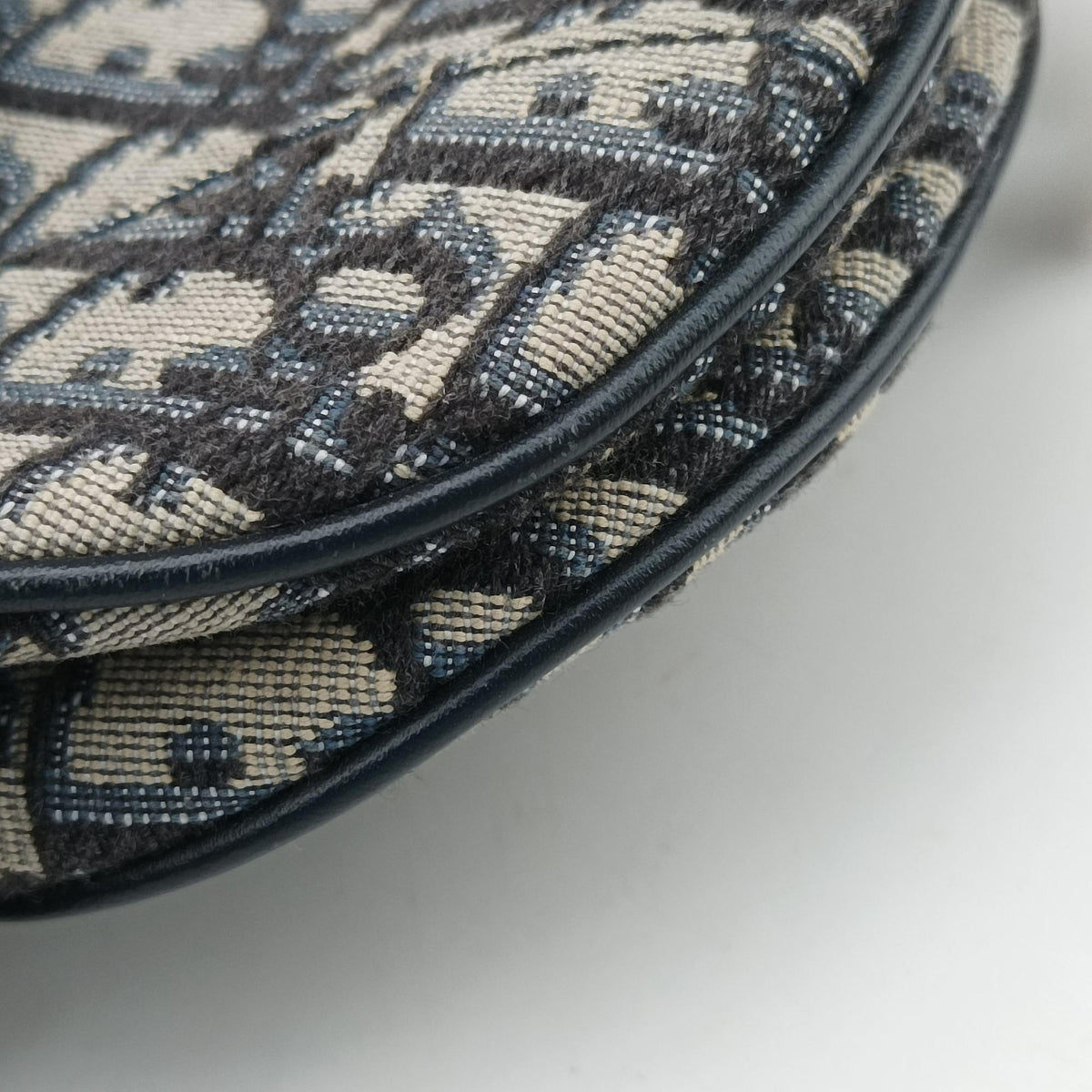 Pre-owned Christian Dior Saddle Navy Jacquard × Leather  shoulderbag | stylenewstar