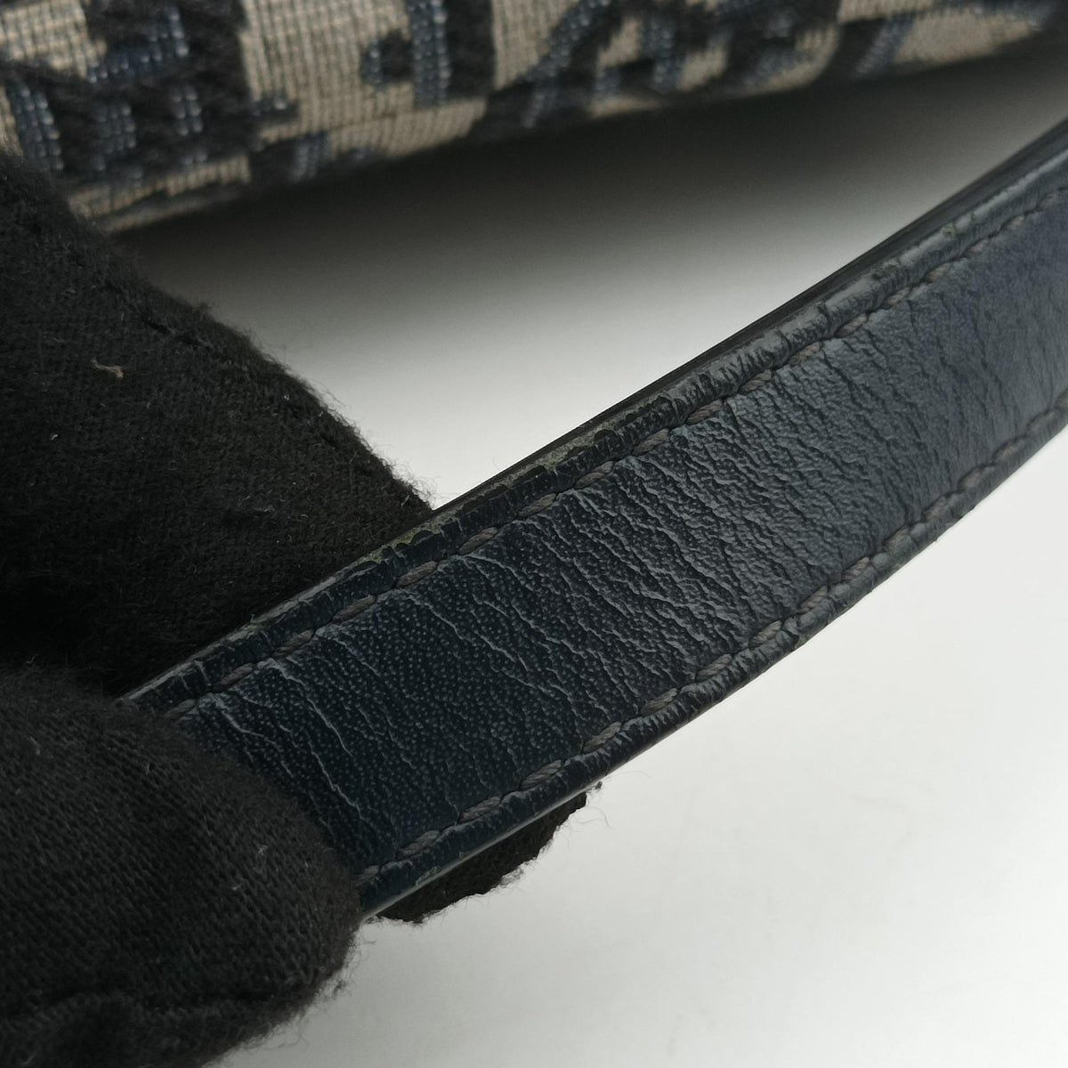 Pre-owned Christian Dior Saddle Navy Jacquard × Leather  shoulderbag | stylenewstar