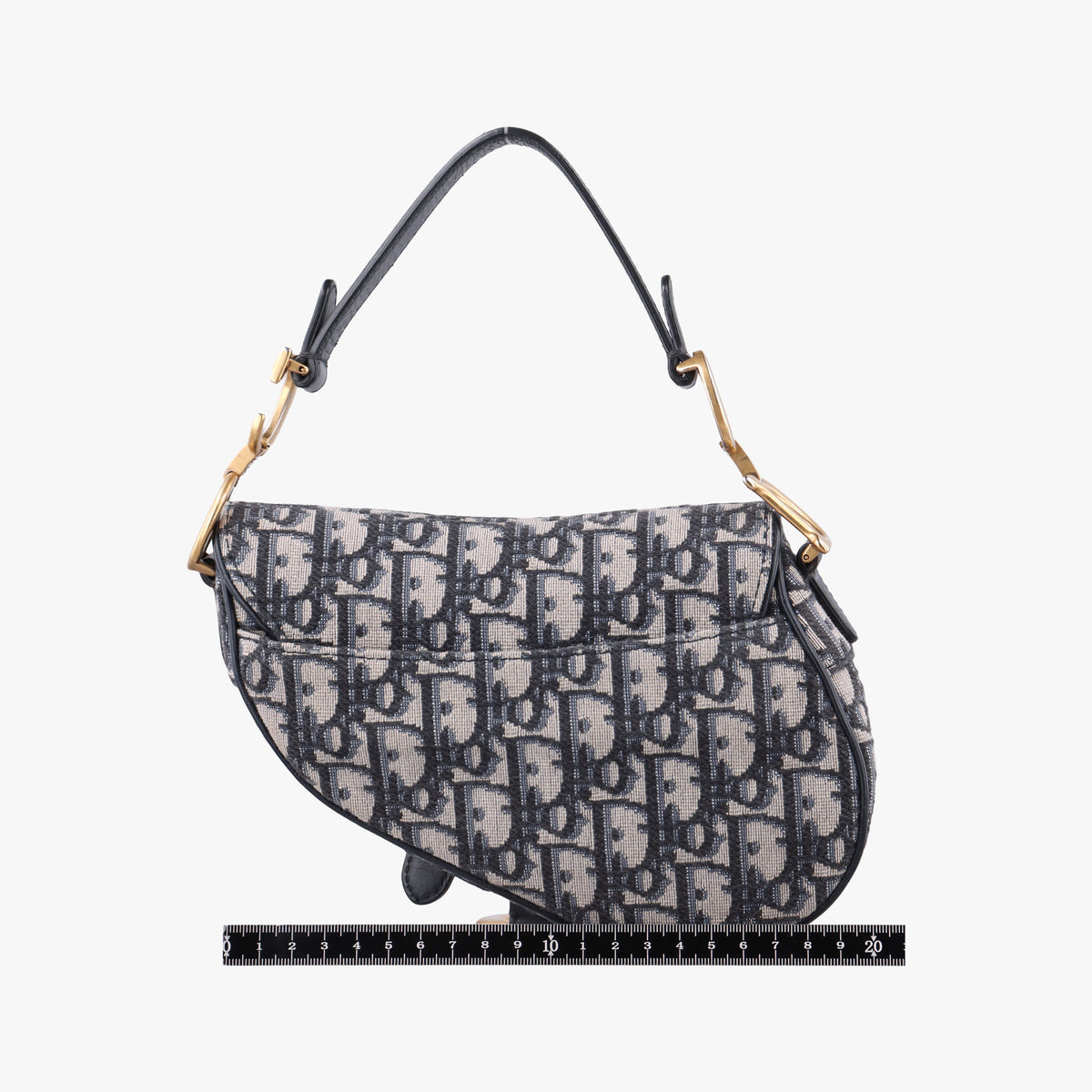 Pre-owned Christian Dior Saddle Navy Jacquard × Leather  shoulderbag | stylenewstar