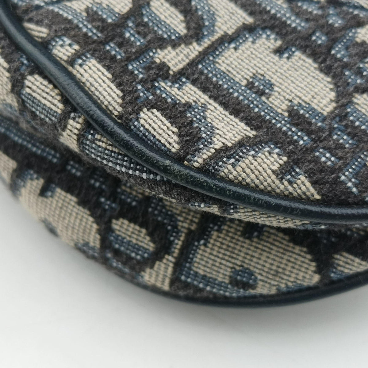 Pre-owned Christian Dior Saddle Navy Jacquard × Leather  shoulderbag | stylenewstar