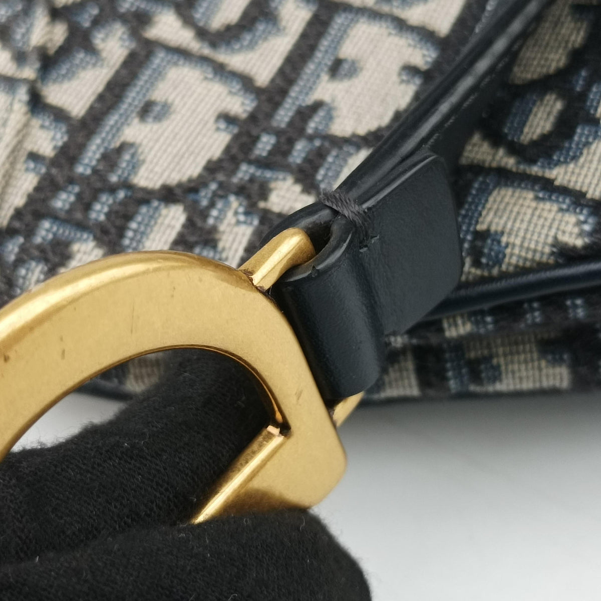 Pre-owned Christian Dior Saddle Navy Jacquard × Leather  shoulderbag | stylenewstar