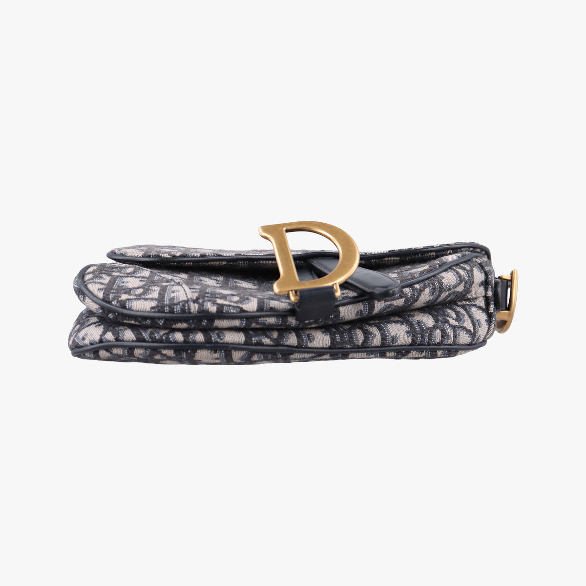 Pre-owned Christian Dior Saddle Navy Jacquard × Leather  shoulderbag | stylenewstar