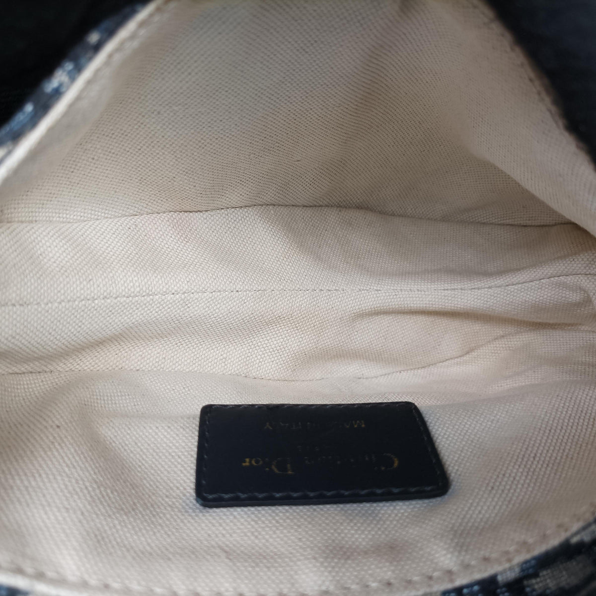 Pre-owned Christian Dior Saddle Navy Jacquard × Leather  shoulderbag | stylenewstar