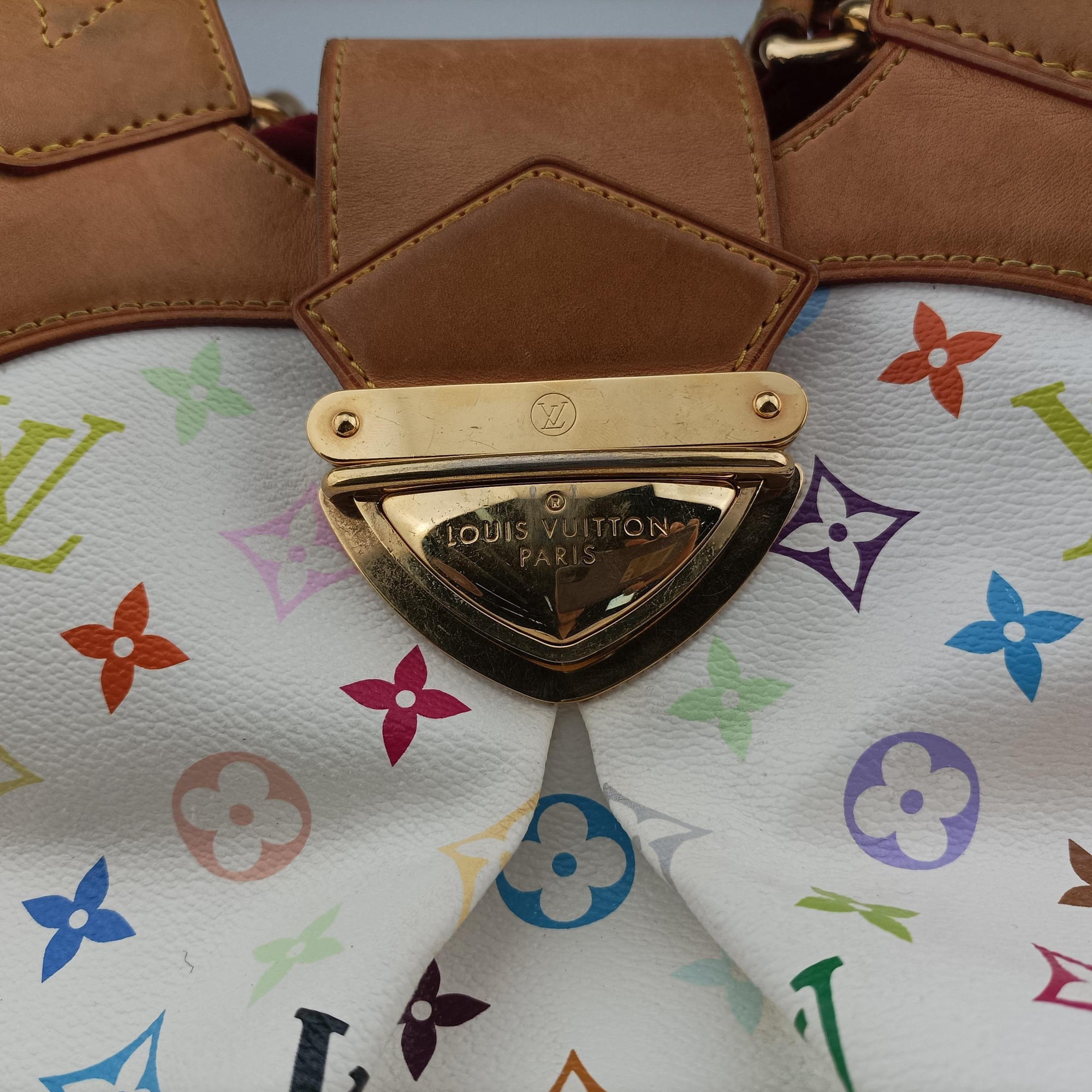 Pre-owned Louis Vuitton URSULA white Monogram Multicolor M40123 handbag | stylenewstar