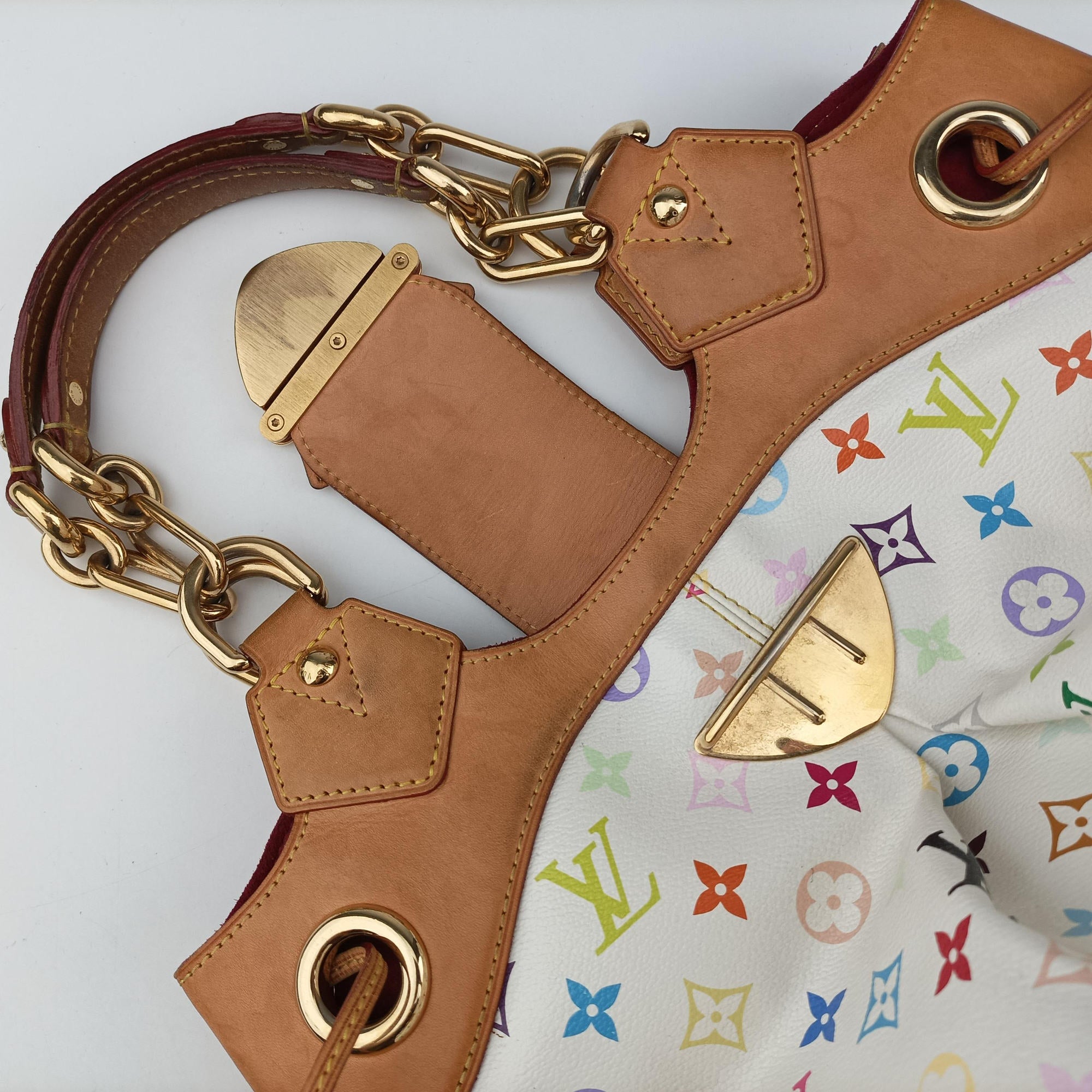 Pre-owned Louis Vuitton URSULA white Monogram Multicolor M40123 handbag | stylenewstar
