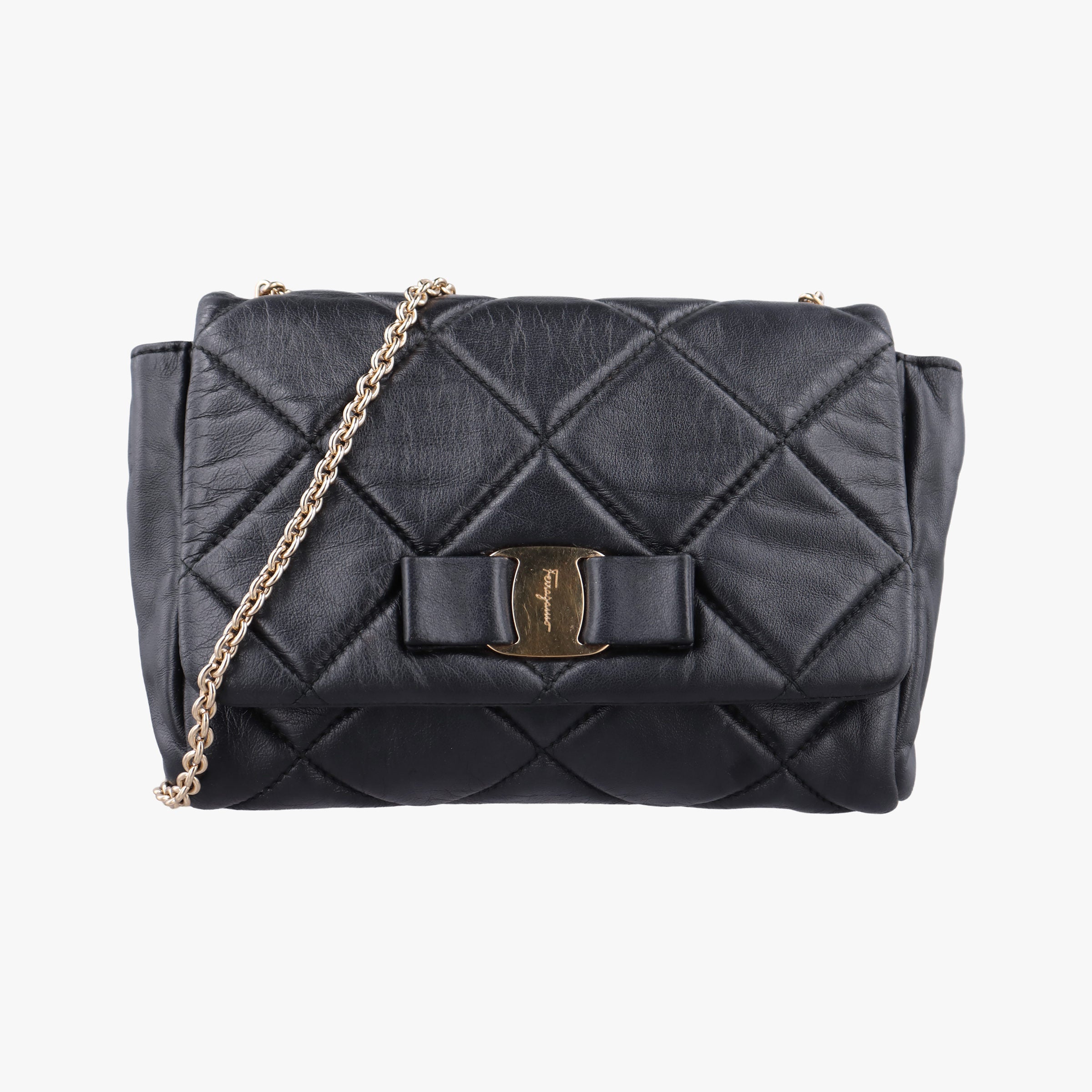 Vintage Ferragamo Vara Quilted Black Leather  shoulderbag | stylenewstar