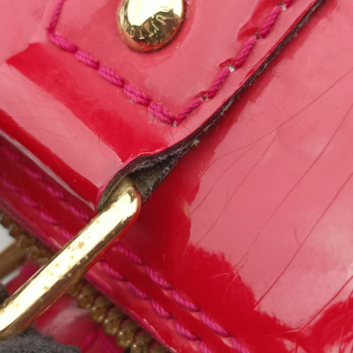 Pre-owned Louis Vuitton Alma PM pomme d'amour Vernis M90096 handbag | stylenewstar