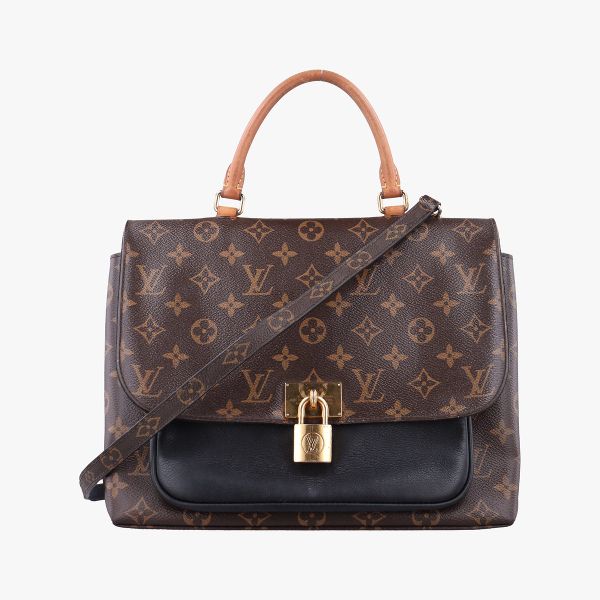 Vintage Louis Vuitton MARIGNAN brown×black Monogram Canvas×calf leather M44259 shoulderbag | stylenewstar