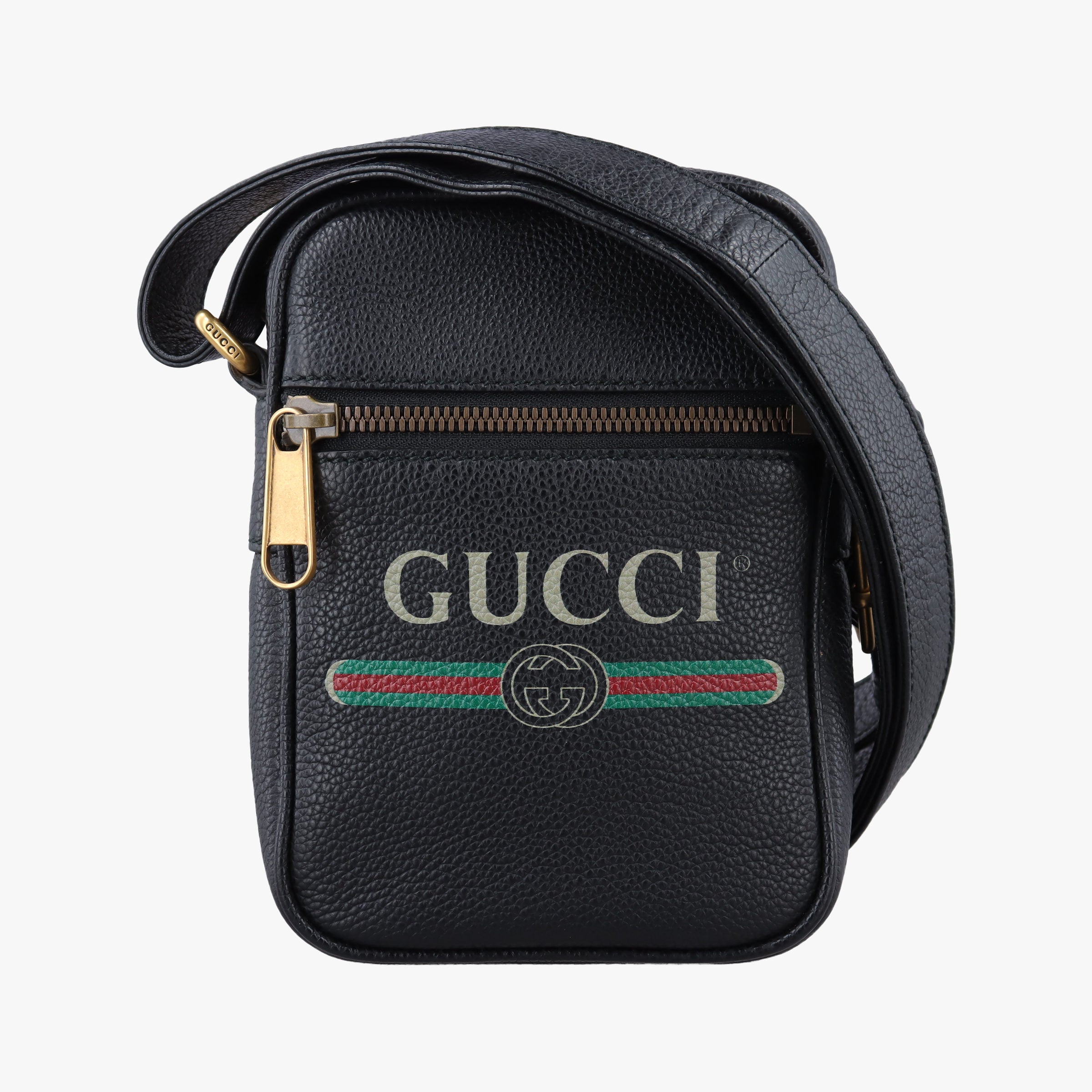 Pre-owned Gucci Print Messenger Black Leather 574803 shoulderbag | stylenewstar