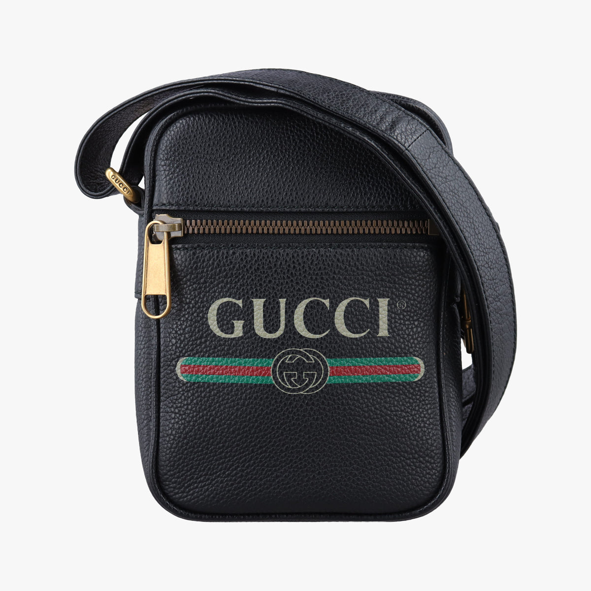 Pre-owned Gucci Print Messenger Black Leather 574803 shoulderbag | stylenewstar
