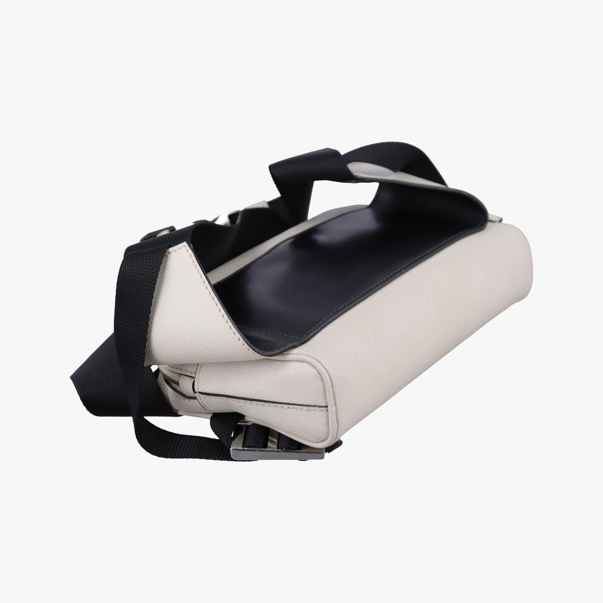 Secondhand Prada Triangle Logo White Saffiano Leather 2VL012 bum bag/waist bag | stylenewstar