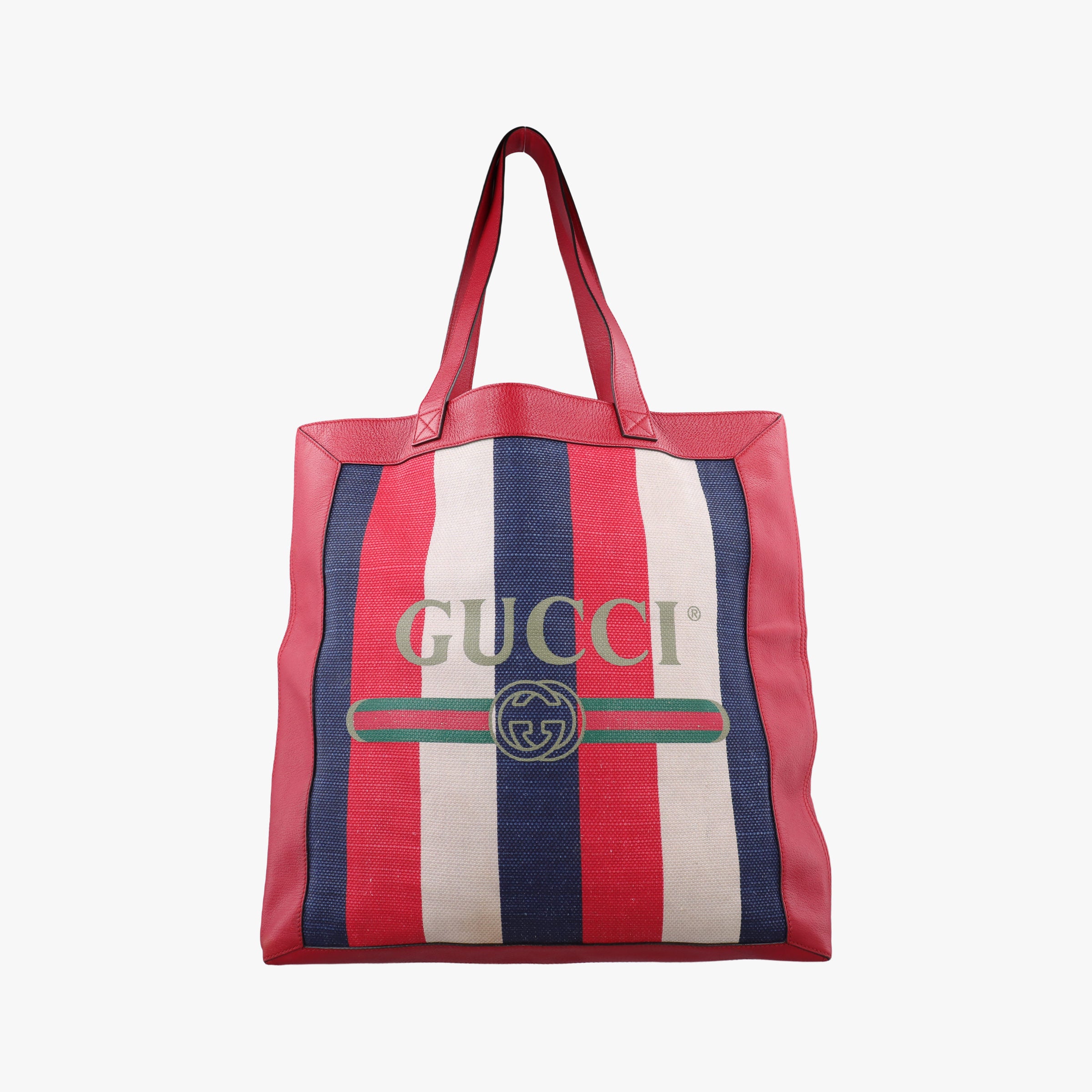 Pre-owned Gucci Print Blue×Red×Ivory canvas×leather 523781 shoulderbag | stylenewstar
