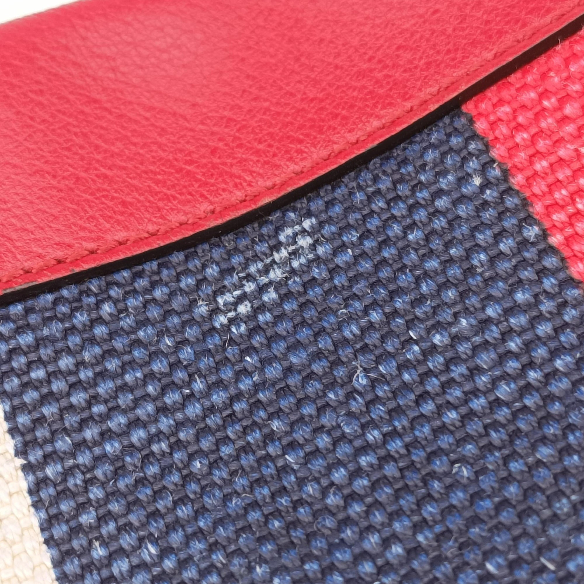 Pre-owned Gucci Print Blue×Red×Ivory canvas×leather 523781 shoulderbag | stylenewstar