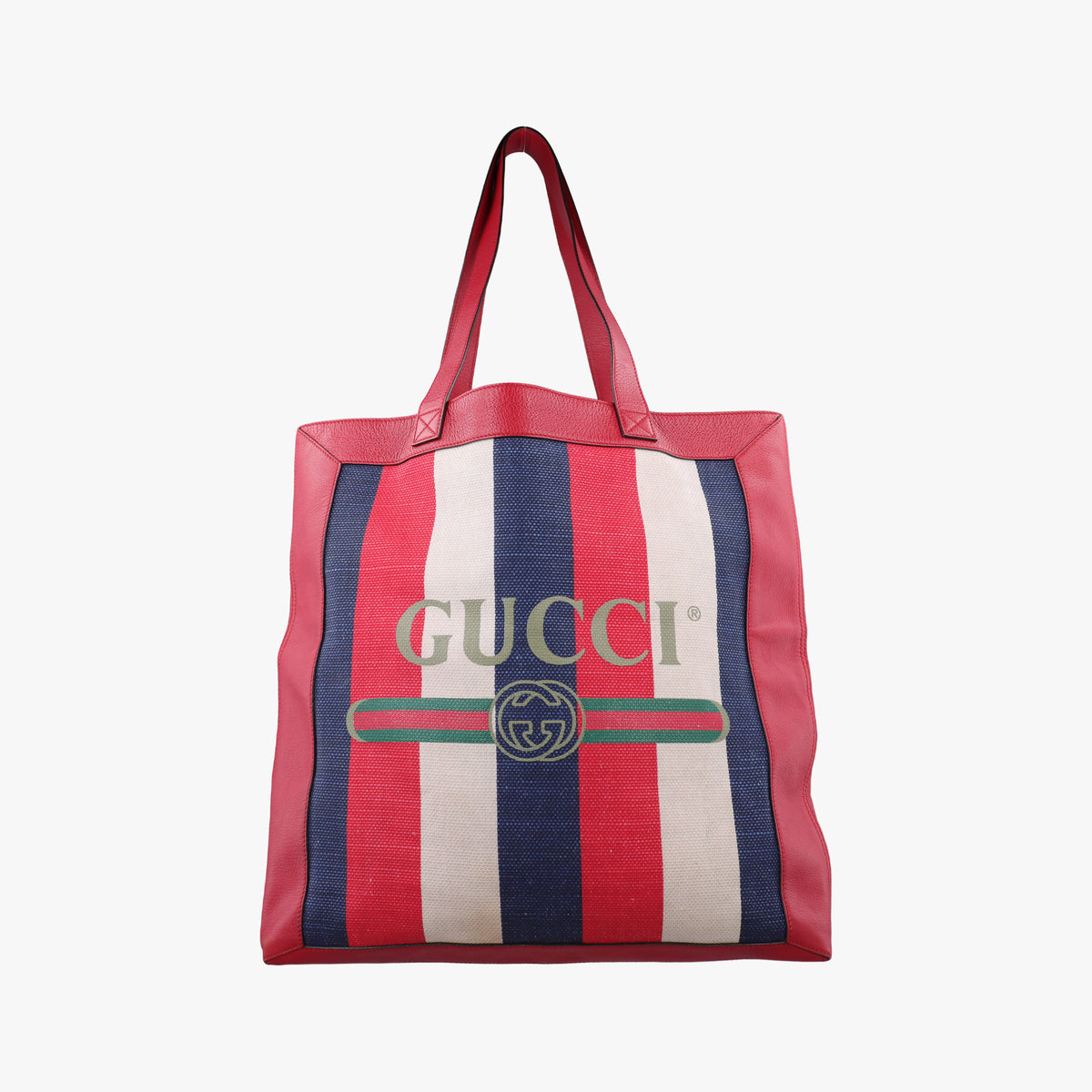 Pre-owned Gucci Print Blue×Red×Ivory canvas×leather 523781 shoulderbag | stylenewstar