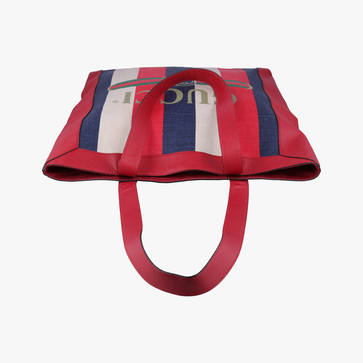 Pre-owned Gucci Print Blue×Red×Ivory canvas×leather 523781 shoulderbag | stylenewstar