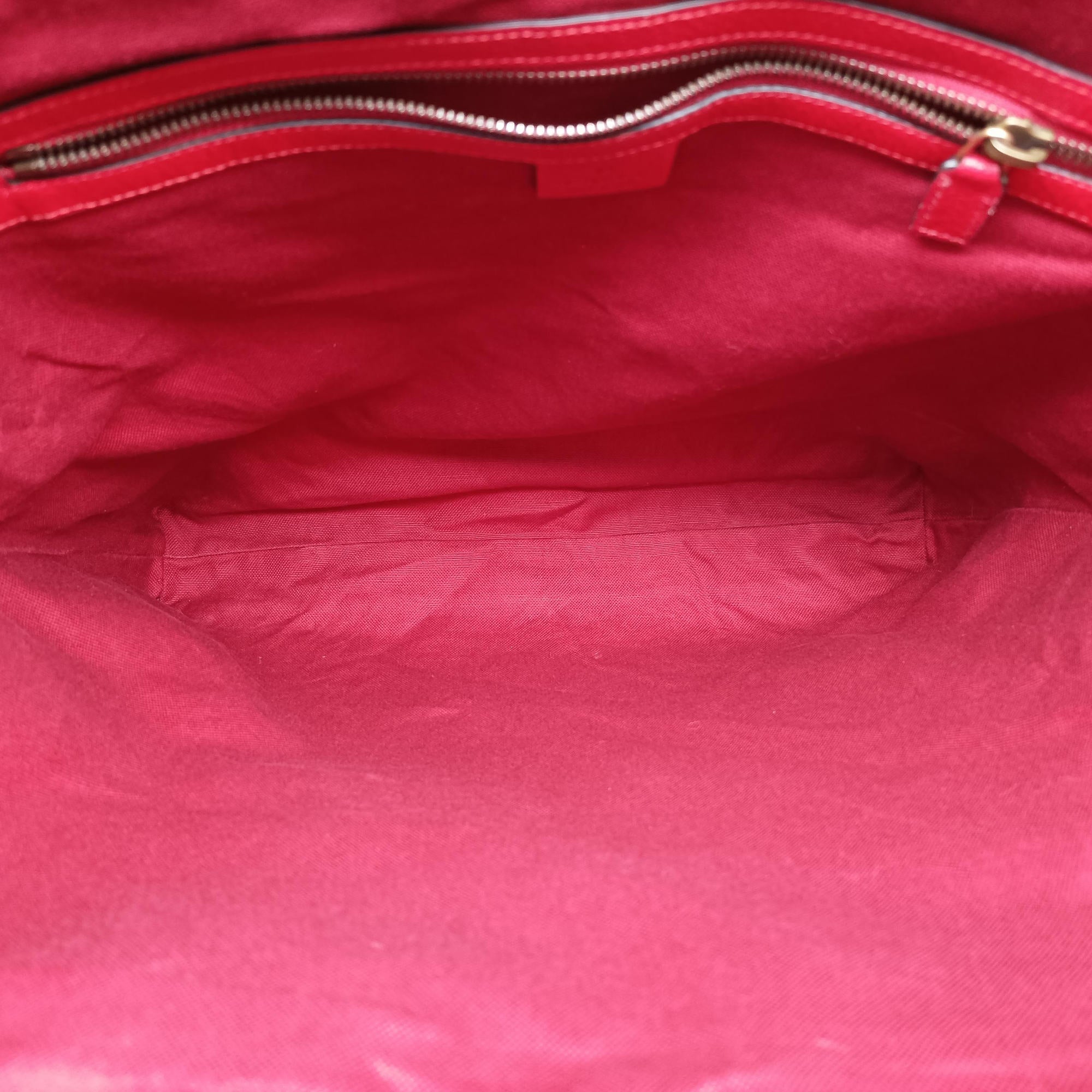 Pre-owned Gucci Print Blue×Red×Ivory canvas×leather 523781 shoulderbag | stylenewstar
