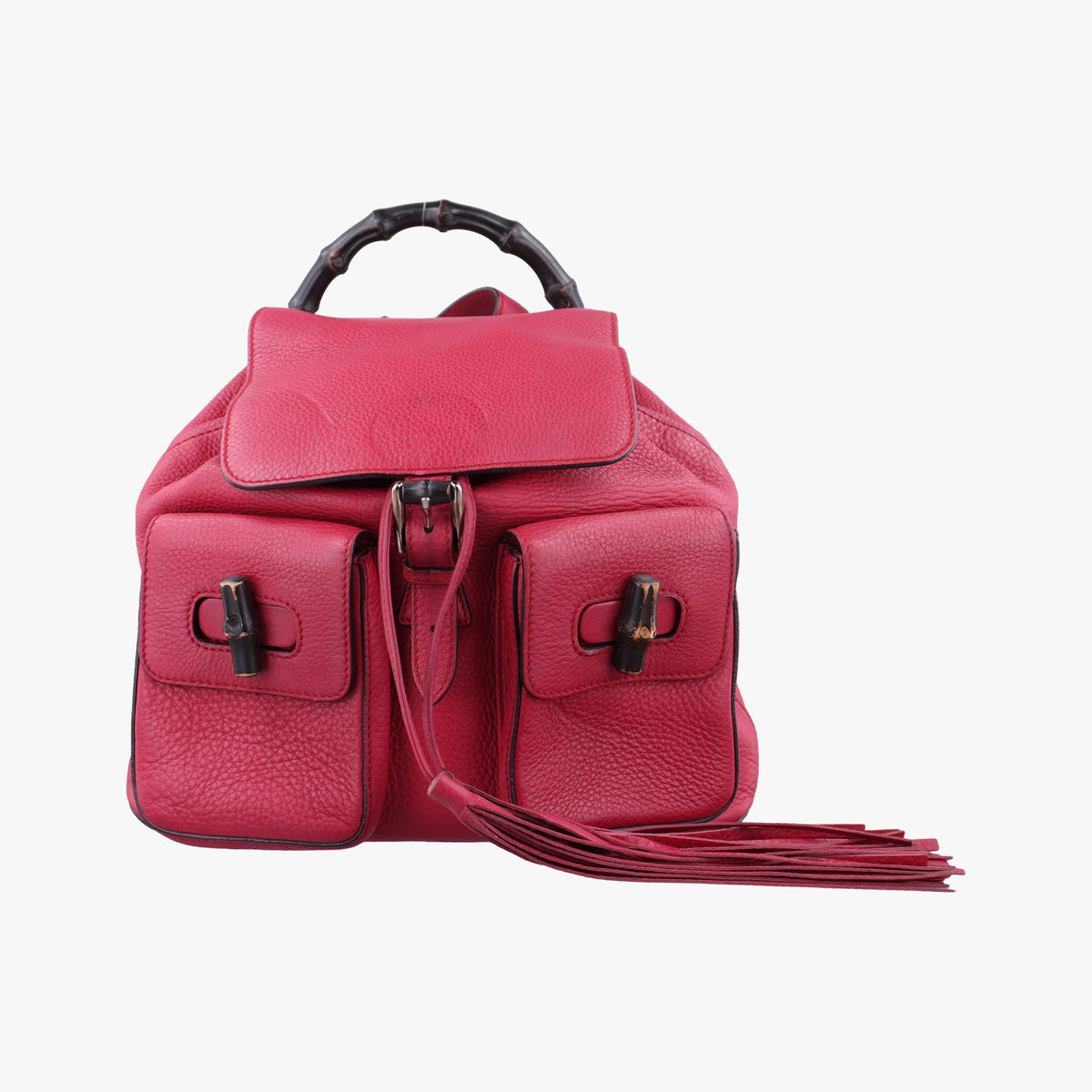 Pre-owned Gucci Bamboo fringe tassel Red Leather 370833 backpack/rucksack | stylenewstar