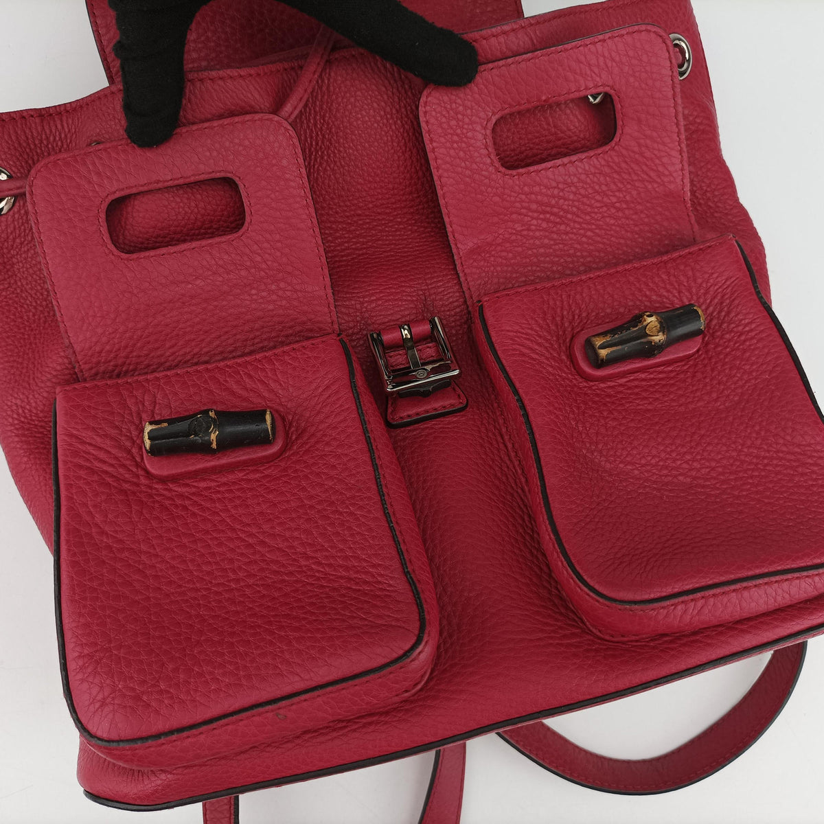 Pre-owned Gucci Bamboo fringe tassel Red Leather 370833 backpack/rucksack | stylenewstar