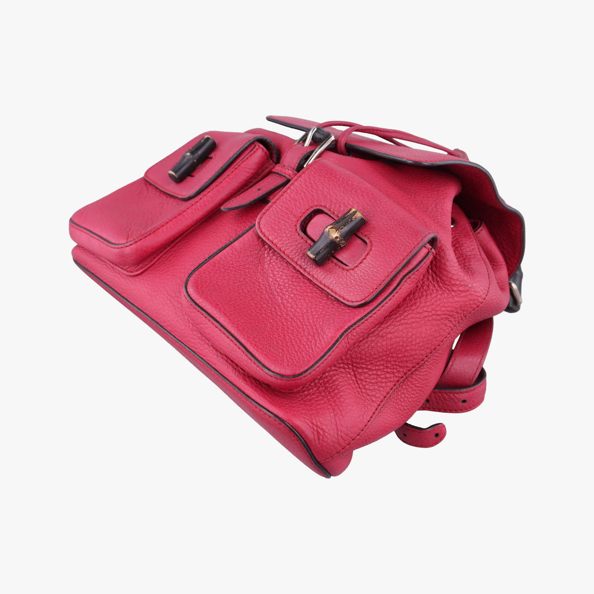 Pre-owned Gucci Bamboo fringe tassel Red Leather 370833 backpack/rucksack | stylenewstar