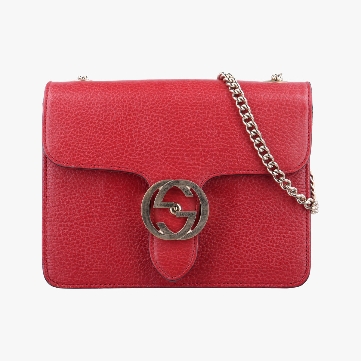Pre-owned Gucci Interlocking G Red Leather 510304 shoulderbag | stylenewstar