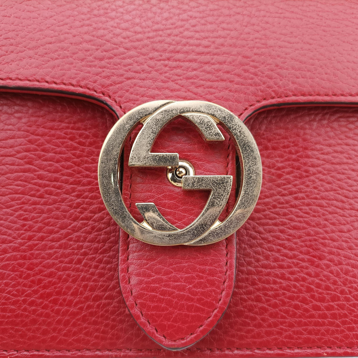 Pre-owned Gucci Interlocking G Red Leather 510304 shoulderbag | stylenewstar