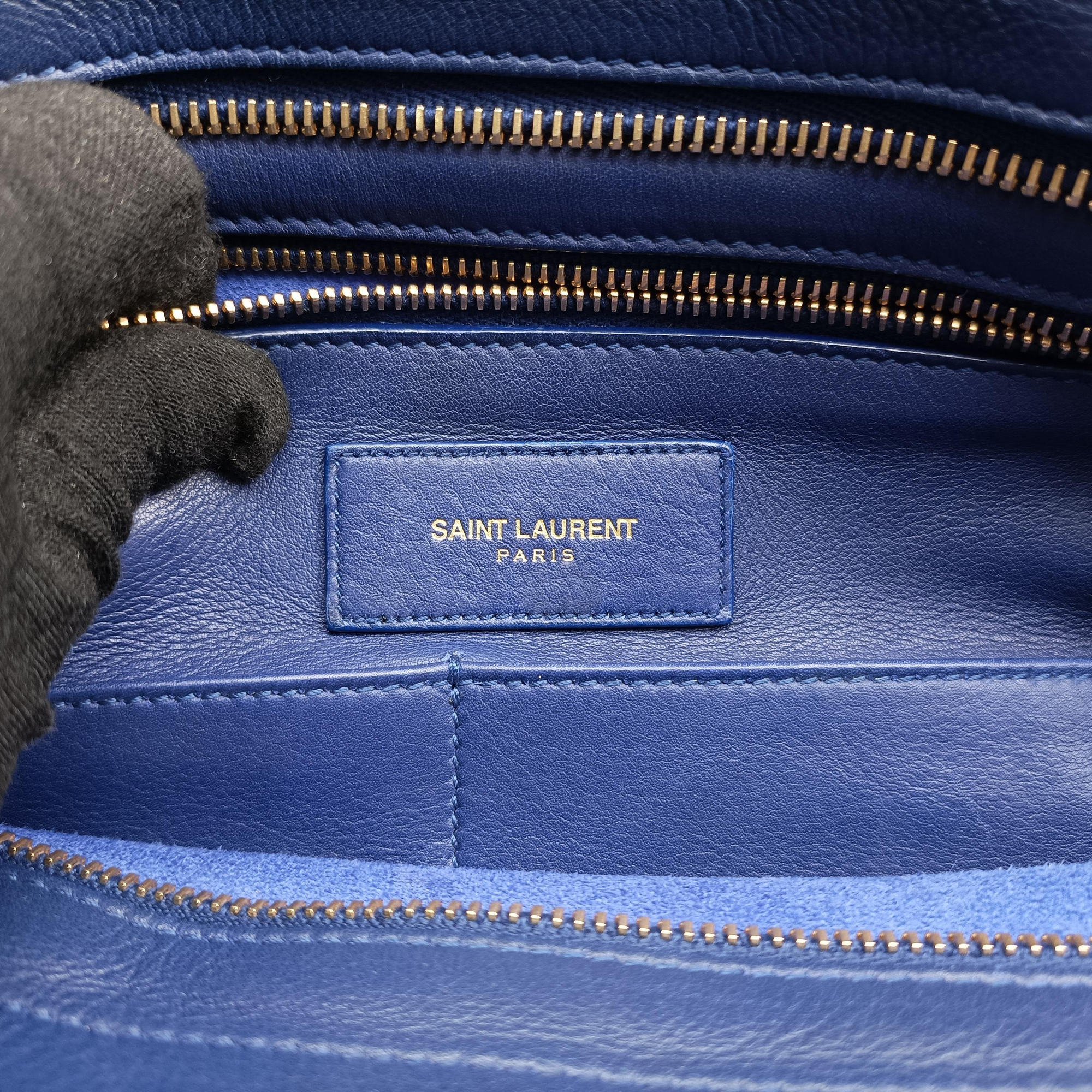 Secondhand Yves Saint Laurent Y Ligne Petit Cabas Blue Leather 311203 shoulderbag | stylenewstar